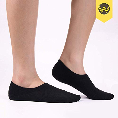 WANDER No Show Socks Mens 7 Pairs Cotton Thick Cushion Non Slip Low Cut Men Invisible Sock (7black, size:6-8) - Image 2