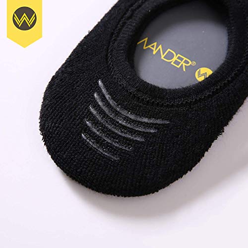 WANDER No Show Socks Mens 7 Pairs Cotton Thick Cushion Non Slip Low Cut Men Invisible Sock (7black, size:6-8) - Image 5