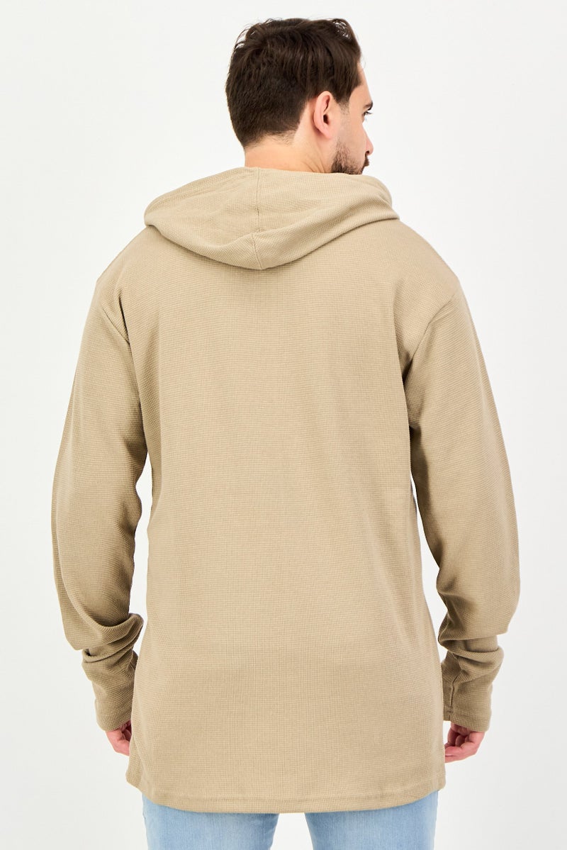 Fleece Factory هودي رجالي بأكمام طويلة سادة، بيج - Image 2