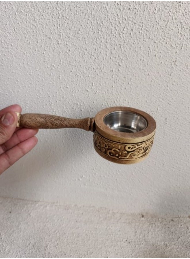 Handmade circular wooden incense burner, made in India  - Image 1