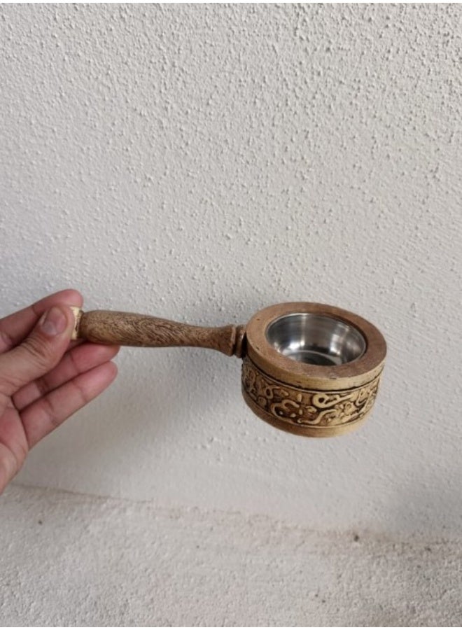 Handmade circular wooden incense burner, made in India  - Image 2