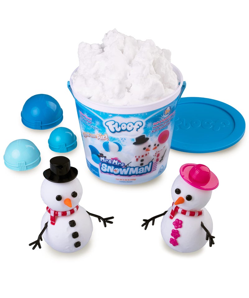 Play Visions Floof Modeling Clay  Reuseable Indoor Snow  Mr  Mrs Snowman Set With Endless Creations and 22 Molding Accessories