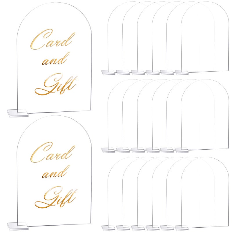 Chunful 20 Pack 4x6 Inch Clear Arch Acrylic Sign Wedding Table Numbers with Stand Blank Arched Round Top Acrylic Table Numbers Holders DIY Acrylic Sheet for Wedding Reception Event Party Restaurant