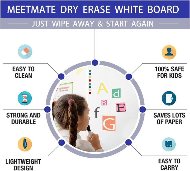 MEETMATE Magnetic Whiteboard, 45x60cm Dry Erase Board Aluminium Frame Wall Mounted White Board with Pen Tray and Accessories, Notices & Reminders Board for Office & Classroom - Image 4