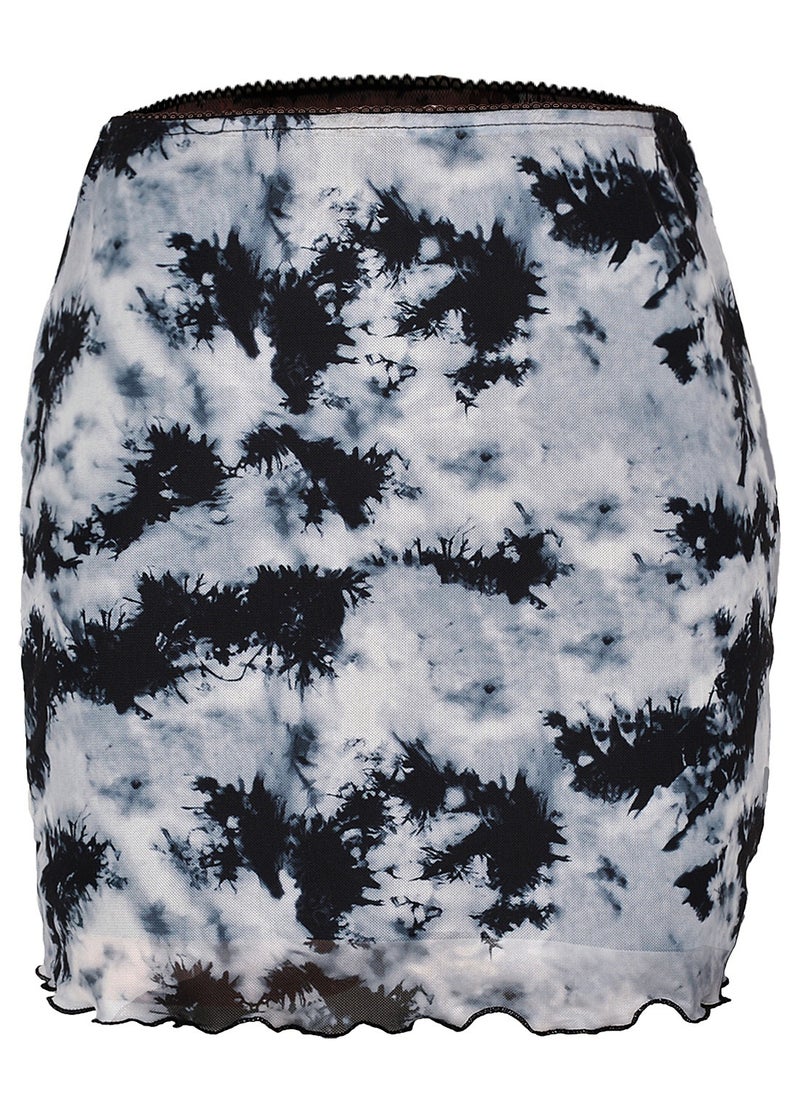 Loquat Women's Fashion Printed Gauze High-waisted Double-layer Slim Short Skirt  - Image 2