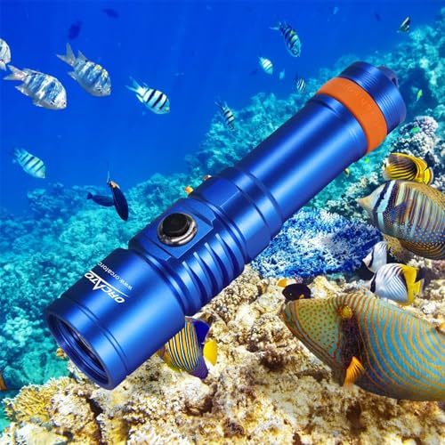 ORCATORCH D710 Scuba Diving Light, 3000 Lumens Super Bright Underwater Flashlight with 6 Degrees Narrow Beam, IP68 Waterproof Night Dive Torch 150 Meters Submersible Light (Blue) - Image 1