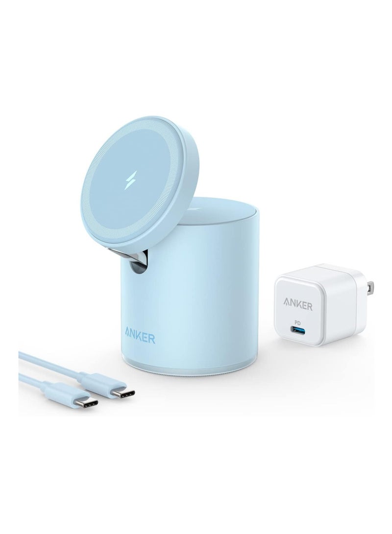 Anker Magnetic Wireless Charger (MagGo), 2 In 1 Wireless Charging Station With 7.5W with USB-C Charge + Cable blue - Image 1