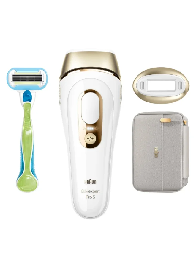 BRAUN Braun IPL Silk-expert PL5054, hair removal system for use on body and face, 400,000 flashes with 2 extras: Venus razor and premium bag.