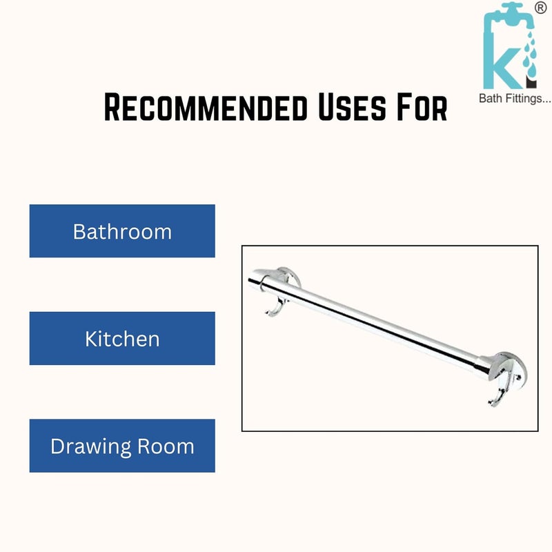 KI Luxurious Brass Towel Rod/Towel Holder with Hook for Bathroom/Kitchen 24 inch - Image 3