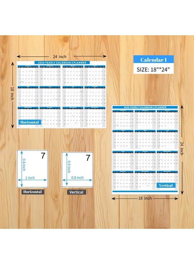 YvnShine 2026 Wall Calendar Set of 2-18x24" Reusable Wet-Erase Monthly Wall Calendar & 12x18" Desk Pad Calendar, Vertical/Horizontal Dual-Sided Layouts, Fold Design Lays Flat (Blue) - Image 5