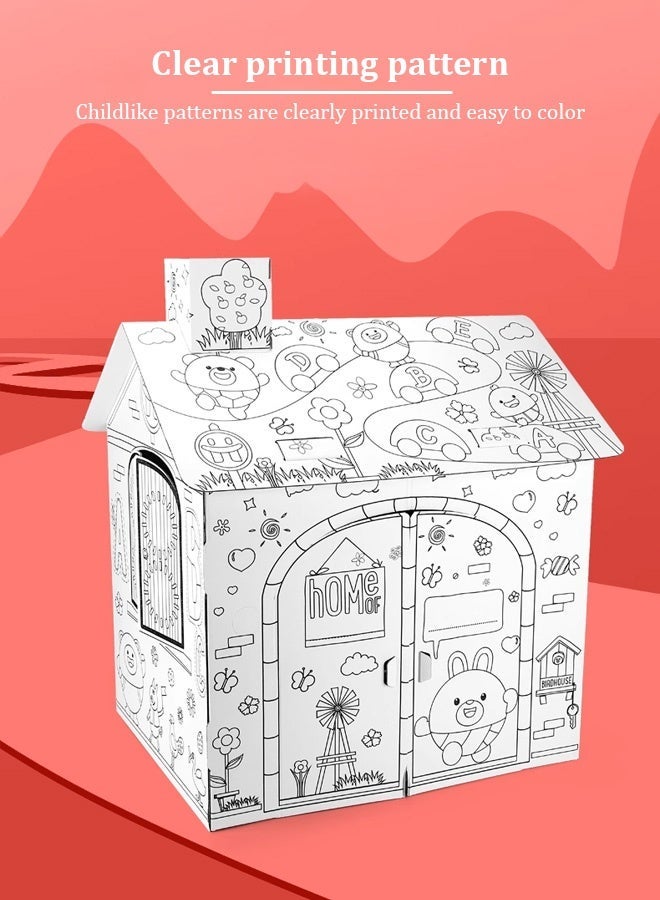 جودي بلاي 【هدايا العيد】لوحة أطفال DIY كبيرة من الورق المقوى للتلوين والحرف الإبداعية بيت اللعب لوحة أطفال، لعبة دودل ورق تلوين خيال إبداعي خفيفة الوزن ملونة لعبة تلوين تعليمية - Image 5