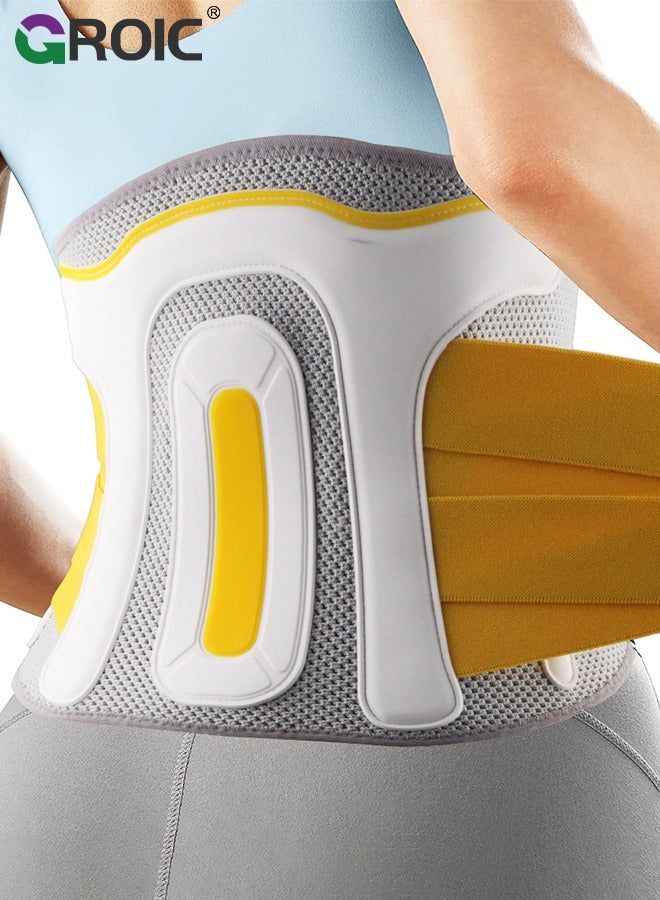 GROIC Waist Trimmer,Waist Support Belt for Lower Back Pain Relief, Adjustable Breathable Lumbar Brace with Double Straps for Men & Women, Waist Trainer for Work, Exercise, and Daily Wear - Image 1
