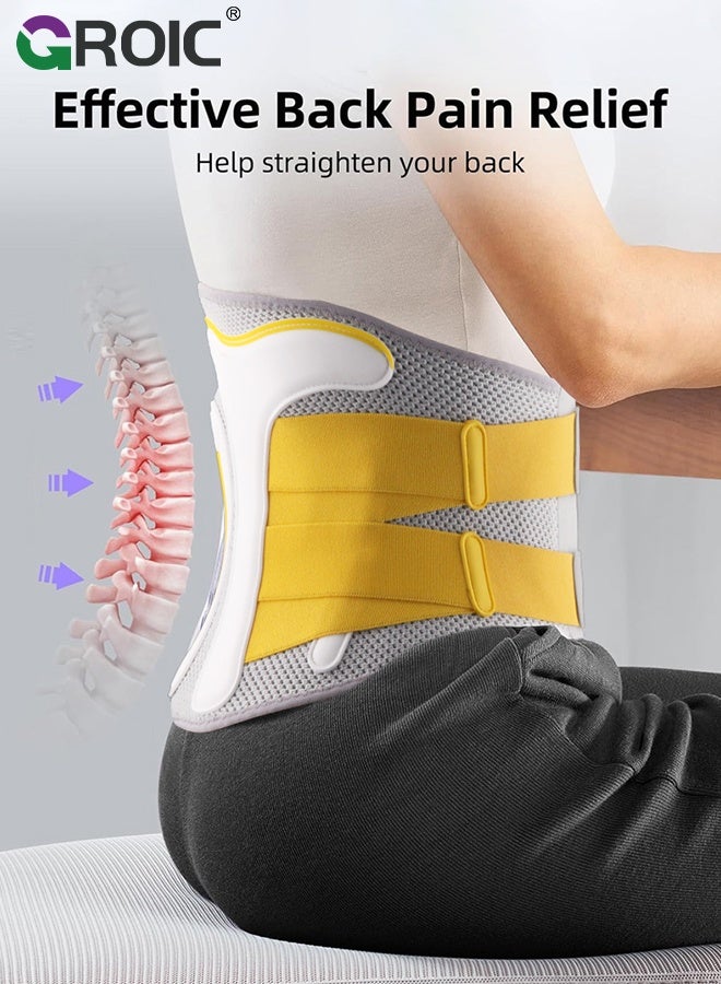 GROIC Waist Trimmer,Waist Support Belt for Lower Back Pain Relief, Adjustable Breathable Lumbar Brace with Double Straps for Men & Women, Waist Trainer for Work, Exercise, and Daily Wear - Image 2