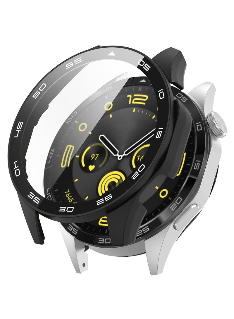 Protective Case for HUAWEI WATCH GT 4 46mm All-around Anti Scratch Shockproof Hard PC Full Cover Tempered Glass Case Compatible with Huawei Watch GT4 46mm,Black  - Image 1