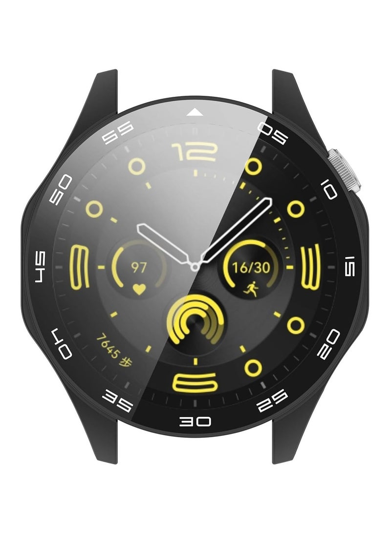 Protective Case for HUAWEI WATCH GT 4 46mm All-around Anti Scratch Shockproof Hard PC Full Cover Tempered Glass Case Compatible with Huawei Watch GT4 46mm,Black  - Image 3