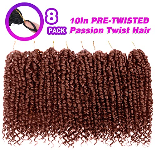 Bileaf Pretwisted Passion Twist Crochet Hair 10 Inch 8 Packs Crochet Passion Twists Pre Looped Short Passion Twist Hair Crochet Braids Bohemian Crochet Hair 350 - Image 3