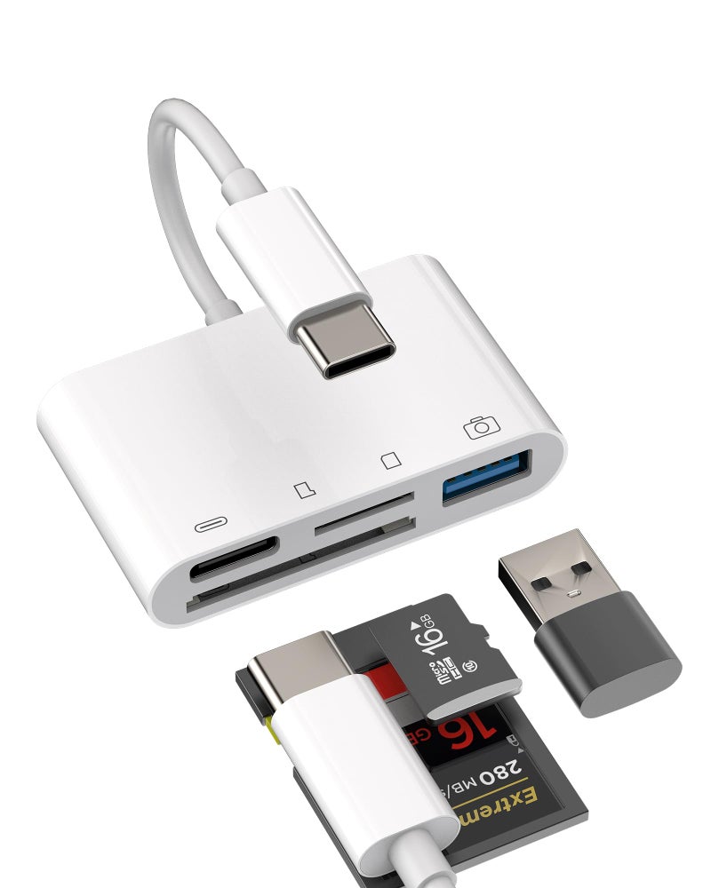 HOYULLI USB C Hub for iPhone15 Pro Max Plus iPad Air Mini Dongle(4in1) TF Micro SD Card Reader OTG Type C Charger Cable Multiport Adapter Docking Station Thunderbolt Memory MacBook Compatible for Samsung - Image 1