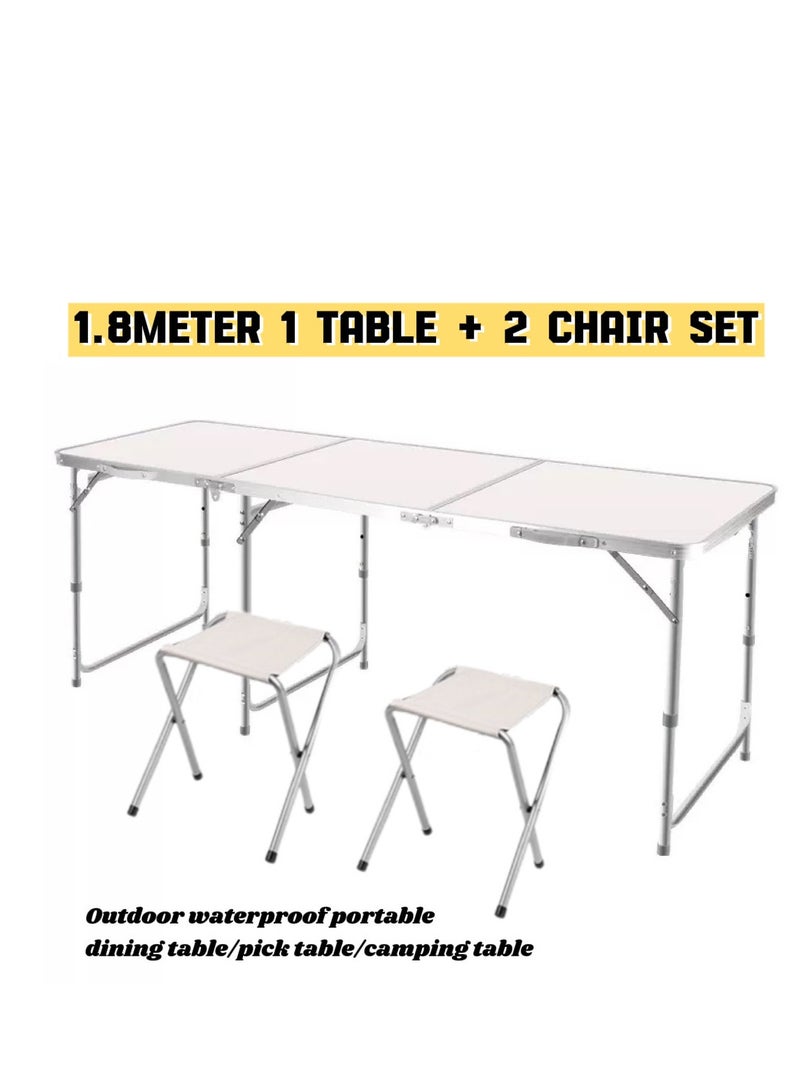 TNGames 1.8m Extra-Long Folding Banquet Table + 2 Chairs Set – Waterproof Portable Dining Table / Picnic Table / Camping Table  - Image 1