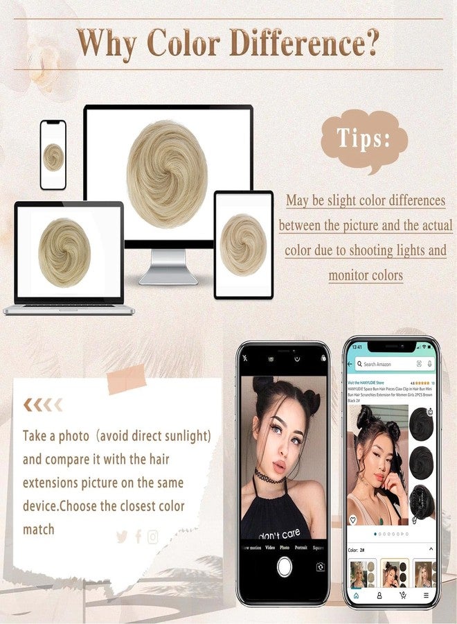 HANYUDIE Space Buns Hair Pieces 2PCS Claw Clip in Hair Bun Mini Bun Hair Scrunchies Extension for Women Girls 18/613 - Image 3