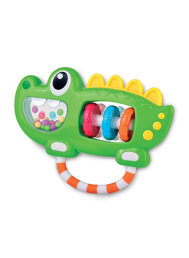 Happy Kids لعبة المتعلمين الصغار: أول جرس لي، تمساح، خرز متعدد القوام، مقبض سهل الإمساك، تعزيز المهارات الحركية، 12.07 × 3.18 × 20.96 سم، 6 أشهر وما فوق - أخضر - Image 1