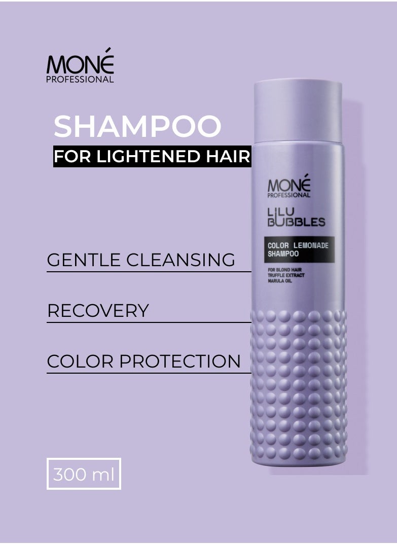 MONE Professional Color Lemonade Shampoo - Shampoo For Bleached Hair With Plant-based Keratin For Intense Hydration, Elasticity, And Shine, Marula Oil For Restoration And Easier Detangling, Protects From External Factors And Heat Damage, Truffle Extract Rich In Amino Acids, Proteins, And Minerals Restores Damaged Locks, Enhances Color Vibrancy, And Strengthens Hair, 300ml  - Image 1