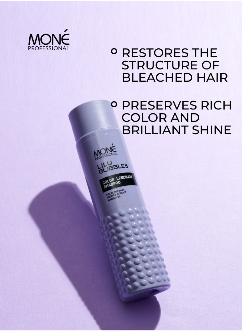 MONE Professional Color Lemonade Shampoo - Shampoo For Bleached Hair With Plant-based Keratin For Intense Hydration, Elasticity, And Shine, Marula Oil For Restoration And Easier Detangling, Protects From External Factors And Heat Damage, Truffle Extract Rich In Amino Acids, Proteins, And Minerals Restores Damaged Locks, Enhances Color Vibrancy, And Strengthens Hair, 300ml  - Image 3