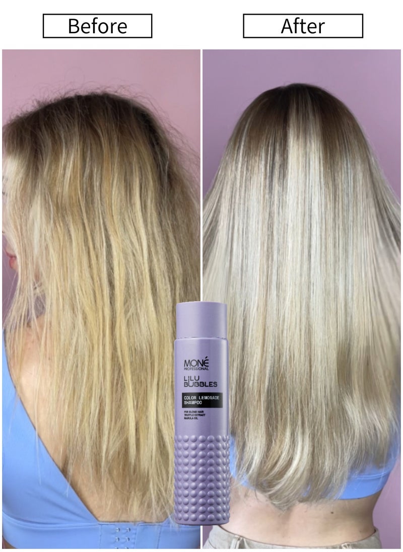 MONE Professional Color Lemonade Shampoo - Shampoo For Bleached Hair With Plant-based Keratin For Intense Hydration, Elasticity, And Shine, Marula Oil For Restoration And Easier Detangling, Protects From External Factors And Heat Damage, Truffle Extract Rich In Amino Acids, Proteins, And Minerals Restores Damaged Locks, Enhances Color Vibrancy, And Strengthens Hair, 300ml  - Image 2