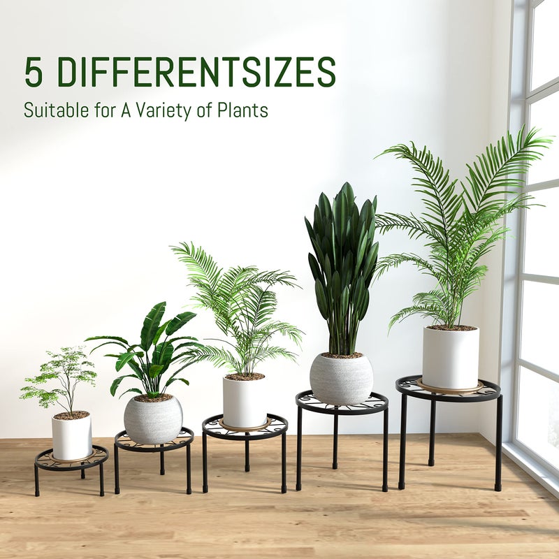 Linpla 5-Pack Decent Metal Plant Stands, Heavy Duty Flower Pot Stands for Multiple Plant, Anti-Rust Iron Plant Pot Shelf, Decoration Racks for Home Indoor and Outdoor (5 Pack Black) - Image 2