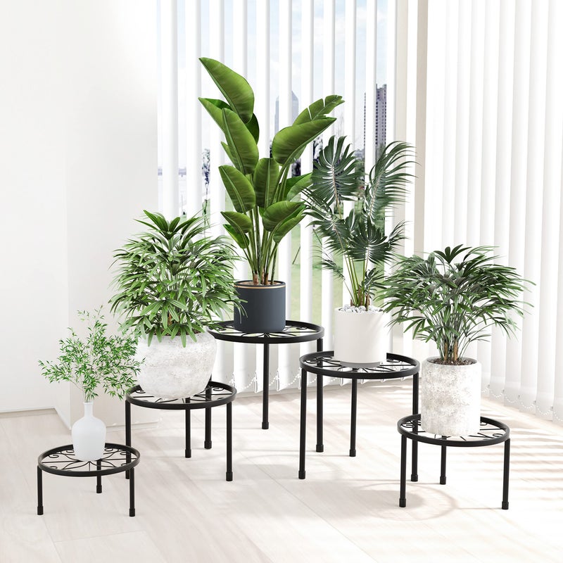 Linpla 5-Pack Decent Metal Plant Stands, Heavy Duty Flower Pot Stands for Multiple Plant, Anti-Rust Iron Plant Pot Shelf, Decoration Racks for Home Indoor and Outdoor (5 Pack Black) - Image 4