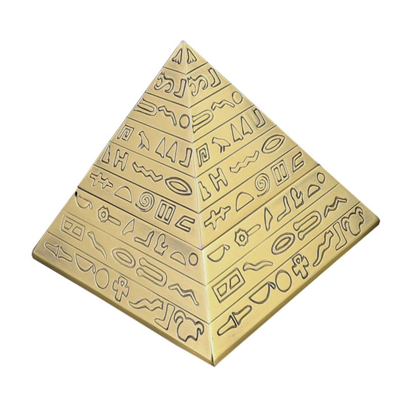 European Style Pyramid Ashtray with Retro Lid Smokeless Decorative Home Office - Image 2