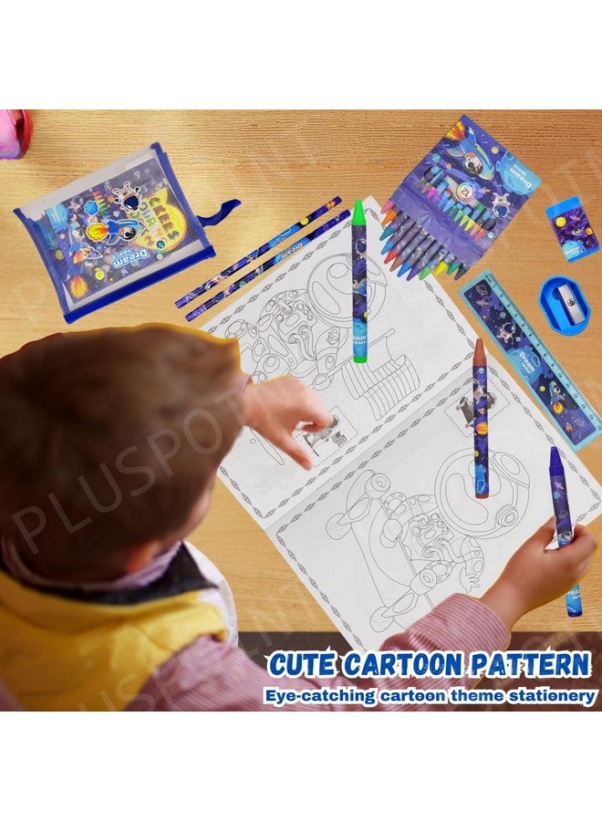 PLUSPOINT Cartoon Stationery Gift Set for Kids Pack of 8 Pcs Stationery Items for Kids useful gift Cartoon Stationary Set Return Gift School Accessories for Kids Gift Items for Birthday - Image 5