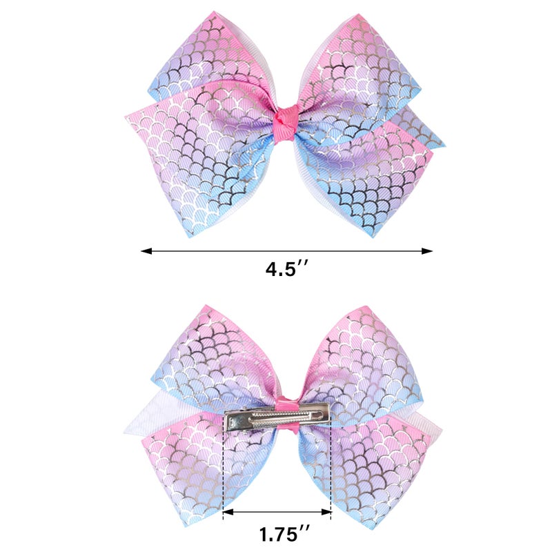 CellElection 24PCS 4.5Inch Bows for Girls Boutique Grosgrain Ribbon Rainbow Hair Bow Alligator Hair Clips Pigtail Bows Unicorn Hair Clips for Baby Girls Toddler Kids Children Teens in Pairsâ€¦ - Image 4