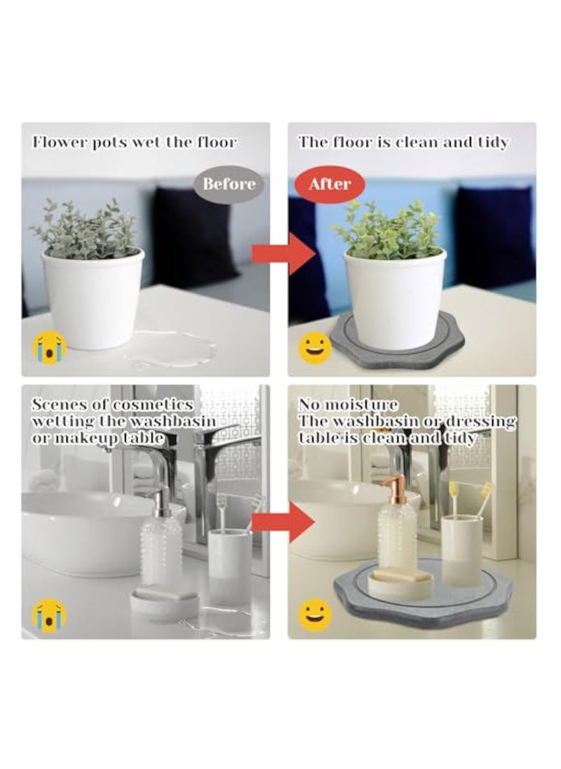 KASTWAVE 2 PCS Plant Saucers, 8 Inch Diatomaceous Earth Plant Trays, Plant Coasters, Super Absorbent Plant Trays, Drying Tray Plates, Cork Mats for Plant for Pots Stone, Keep Counters and Floors Clean and Dry  - Image 3