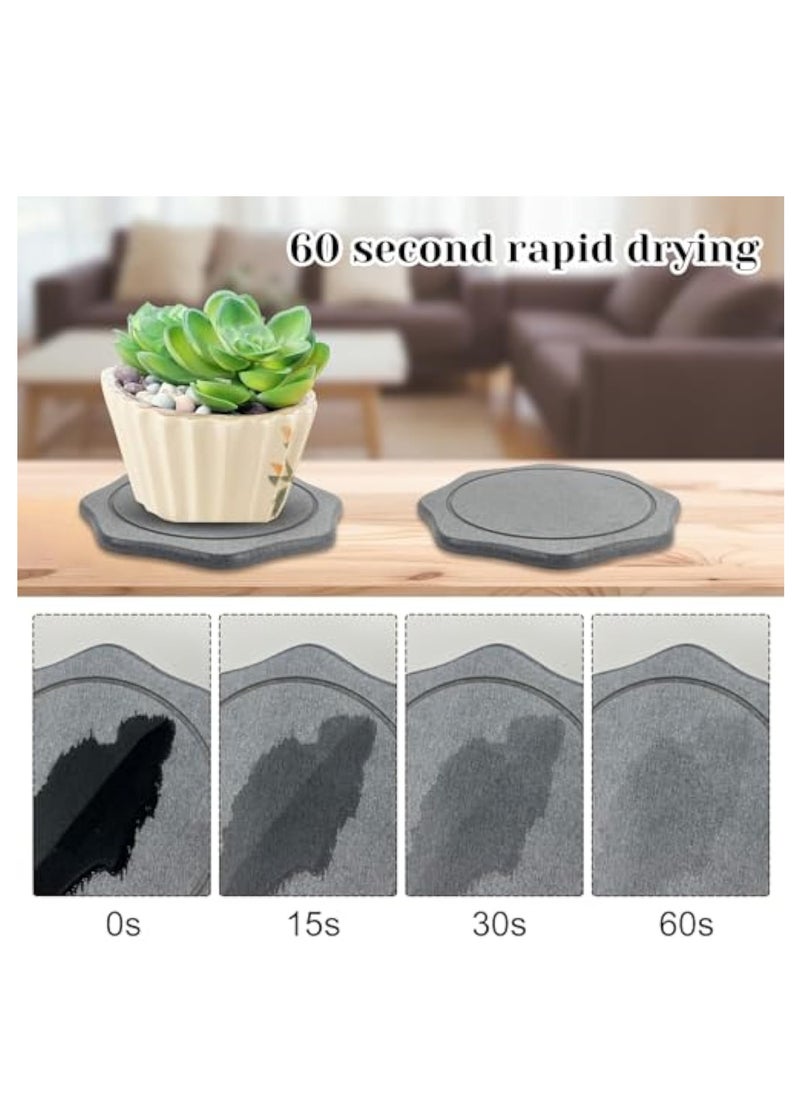 KASTWAVE 2 PCS Plant Saucers, 8 Inch Diatomaceous Earth Plant Trays, Plant Coasters, Super Absorbent Plant Trays, Drying Tray Plates, Cork Mats for Plant for Pots Stone, Keep Counters and Floors Clean and Dry  - Image 2