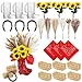 Sliner 78 Pcs Western Cowboy Table Centerpieces Party Decorations with Cowboy Boot Vases Pampas Grass Artificial Sunflowers Horseshoe Mini Hay Bales Bandannas for Western Party Birthday Wedding Decor - Image 3