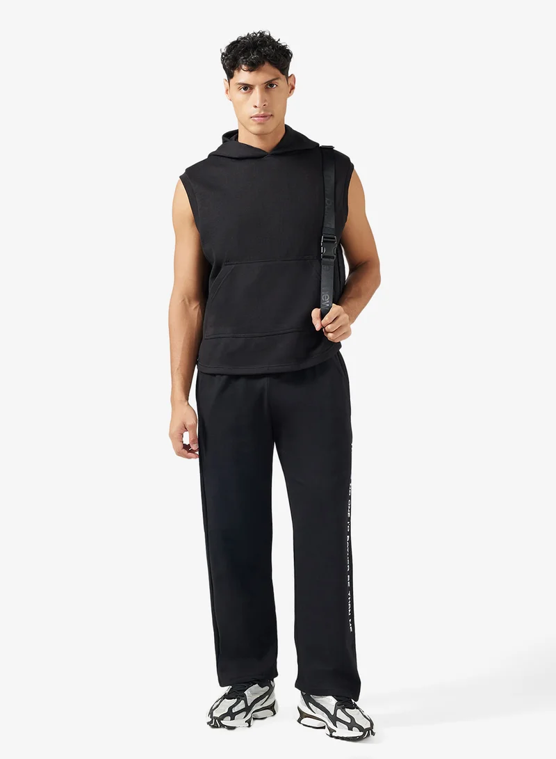 Seventy Five Basics Text Print Open Hem Relaxed Fit Joggers