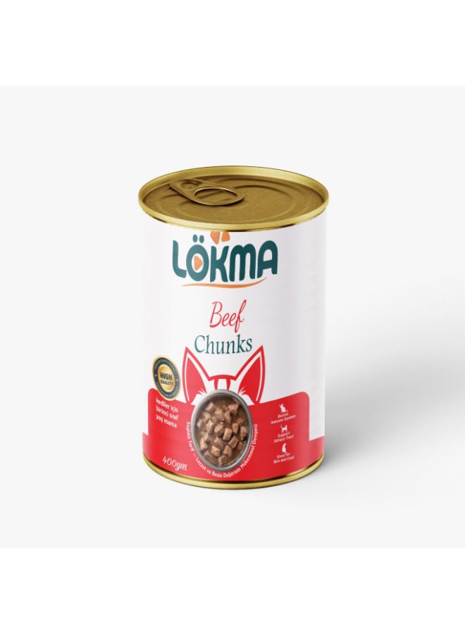 Lokma Chunks Can Food For Adult Cat - Beef 400 GM Pack of 6
