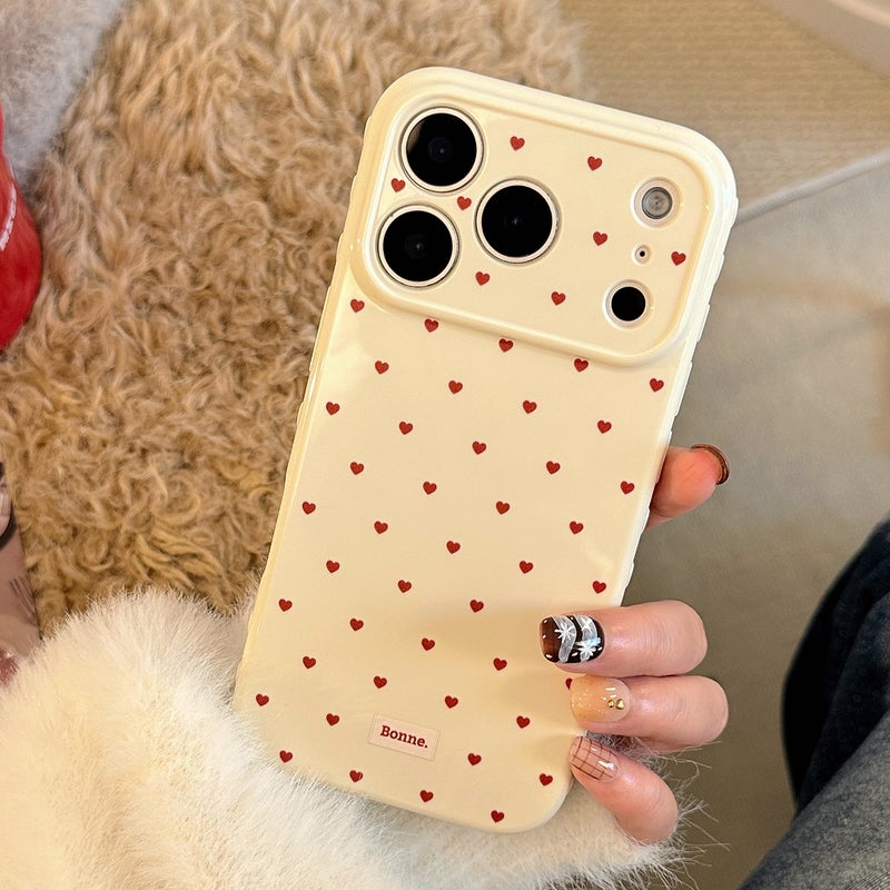 Apple iPhone 17 Pro Phone Case, TPU Shockproof, Luxurious, Creative Heart Dot Drop-Proof Soft Case (White) - Image 1
