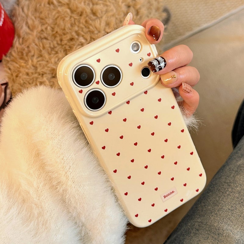 Apple iPhone 17 Pro Phone Case, TPU Shockproof, Luxurious, Creative Heart Dot Drop-Proof Soft Case (White) - Image 2