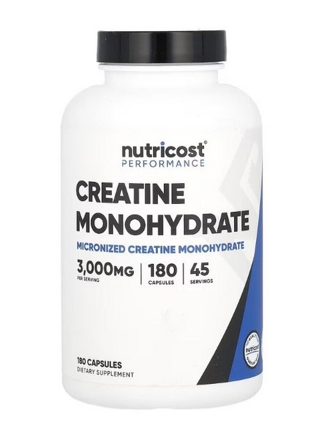 Nutricost Performance Creatine Monohydrate 3000 Mg  180 Capsules 750 Mg Per Capsule - Image 1