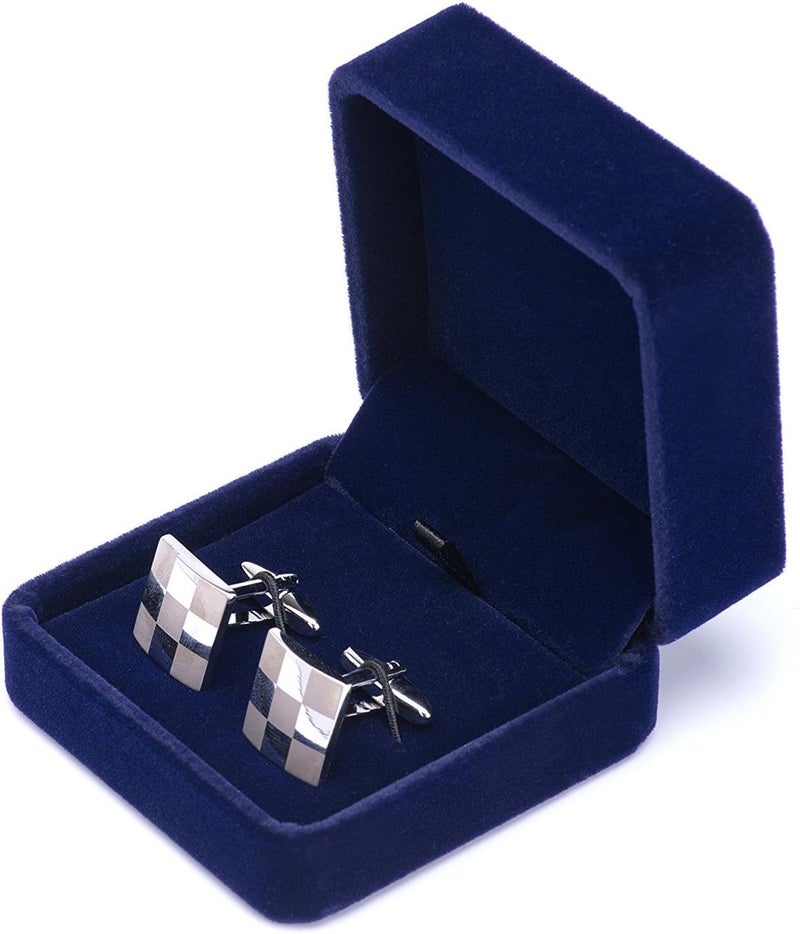 Giftop Small Dark Classic Velvet Cufflink Box Case - Image 2