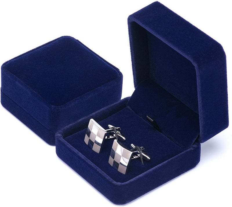 Giftop Small Dark Classic Velvet Cufflink Box Case - Image 3