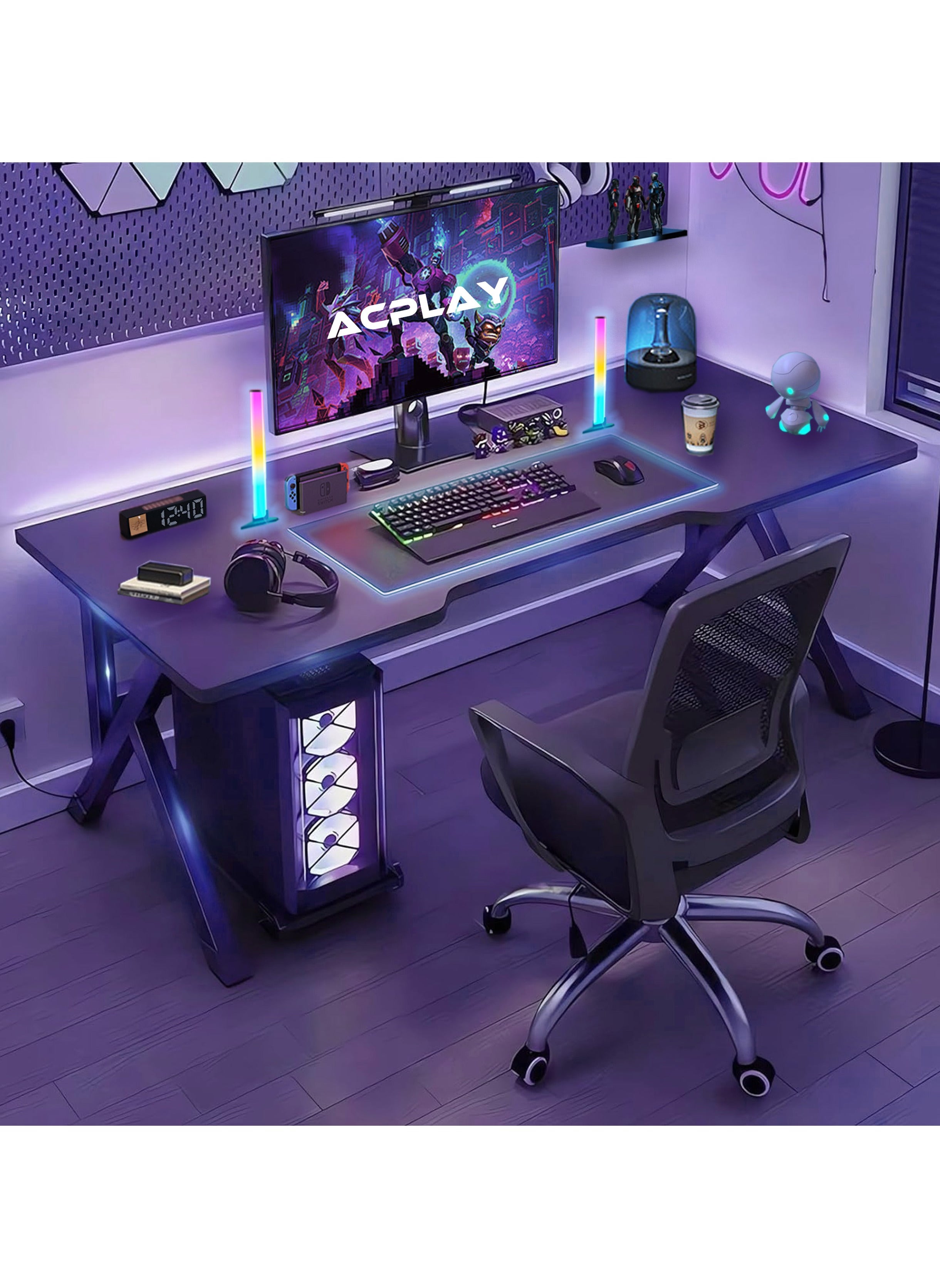 Gaming Table,Gaming Desk,Ergonomic PC Desktop Computer Desk,Home Office Desk,Versatile Gaming and Study Solution for Modern Homes,Ideal for Students and Gamers, Spacious and Functional（100x60x75cm） 