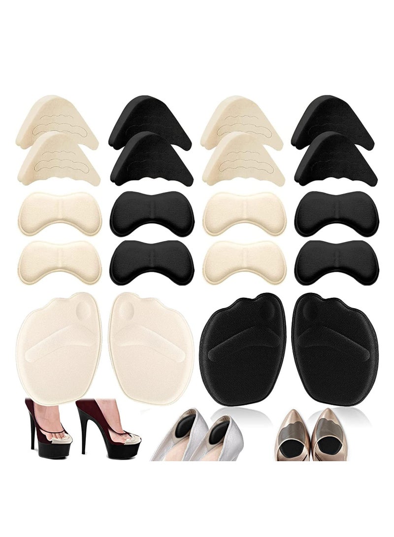 Premify 10-Pairs High Heels Shoe Filler Cushion Pads-Self Adhesive Unisex Shoe Pads, Heel Protector, Toe Filler Inserts, Front Insoles, Heel Grips Liner (Black & Beige)  - Image 1