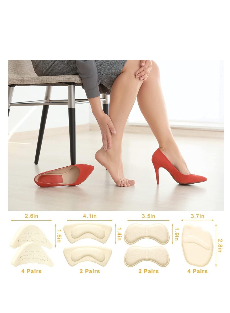 Premify 10-Pairs High Heels Shoe Filler Cushion Pads-Self Adhesive Unisex Shoe Pads, Heel Protector, Toe Filler Inserts, Front Insoles, Heel Grips Liner (Black & Beige)  - Image 4