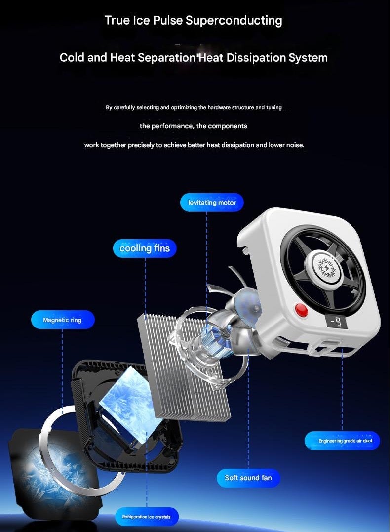 Moonstone Creations Magnetic Semiconductor Phone Cooler TEC Cooling Fan RGB Gaming Phone Cooler 9 Modes 100 Level Speed Mobile Radiator Cooling Fan for Gaming Smartphones - Image 4