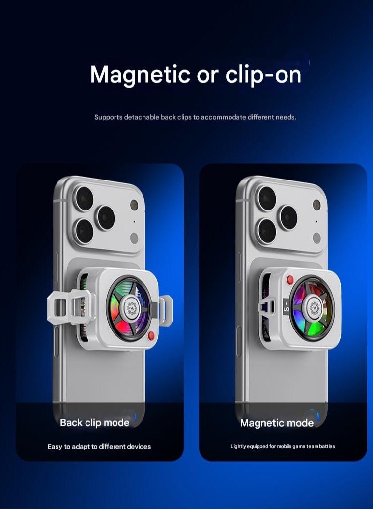 Moonstone Creations Magnetic Semiconductor Phone Cooler TEC Cooling Fan RGB Gaming Phone Cooler 9 Modes 100 Level Speed Mobile Radiator Cooling Fan for Gaming Smartphones - Image 5