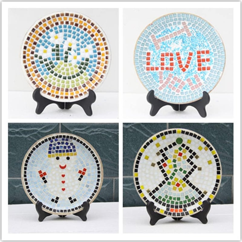 klarako 250pcs Vitreous Glass Mosaic Tiles Pieces For Arts DIY Craft 10x10mm Many Color klarakoBright white - Image 2