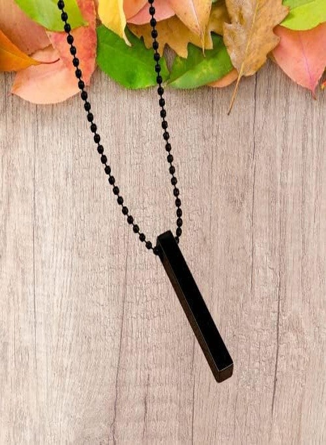 Sukhad Black Bar Pendant Necklace for Men – Stainless Steel Vertical Stick Pendant with Ball Chain – Minimalist Long Bar Necklace for Boys & Men - Image 4