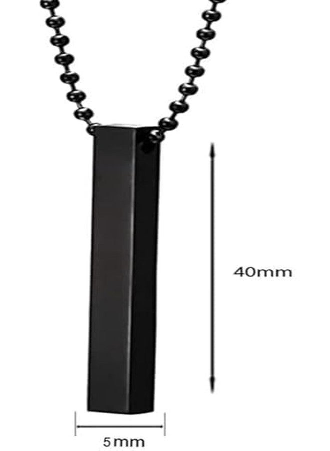 Sukhad Black Bar Pendant Necklace for Men – Stainless Steel Vertical Stick Pendant with Ball Chain – Minimalist Long Bar Necklace for Boys & Men - Image 2